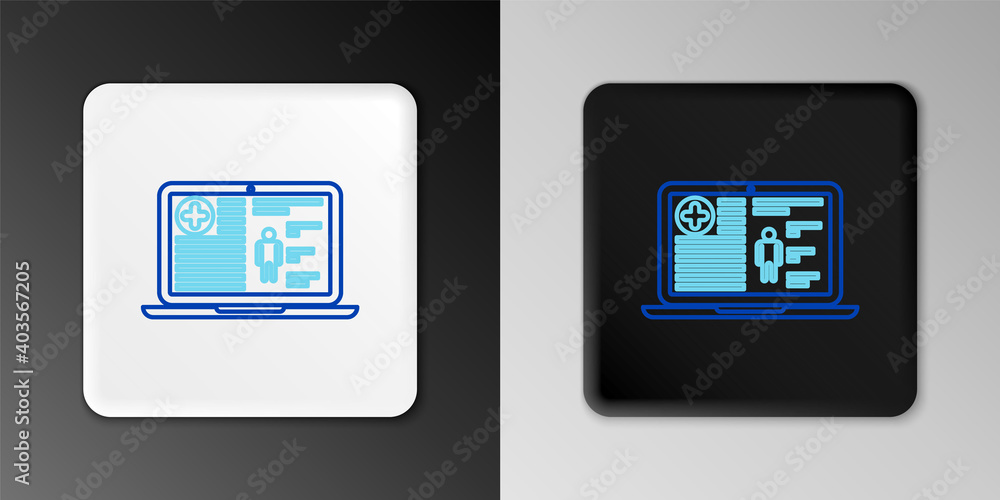Line Medical clinical record on laptop icon isolated on grey background. Health insurance form. Medical check marks report. Colorful outline concept. Vector. Line Medical clinical record on laptop icon isolated on grey background. Health insurance form. Medical check marks report. Colorful outline concept. Vector.