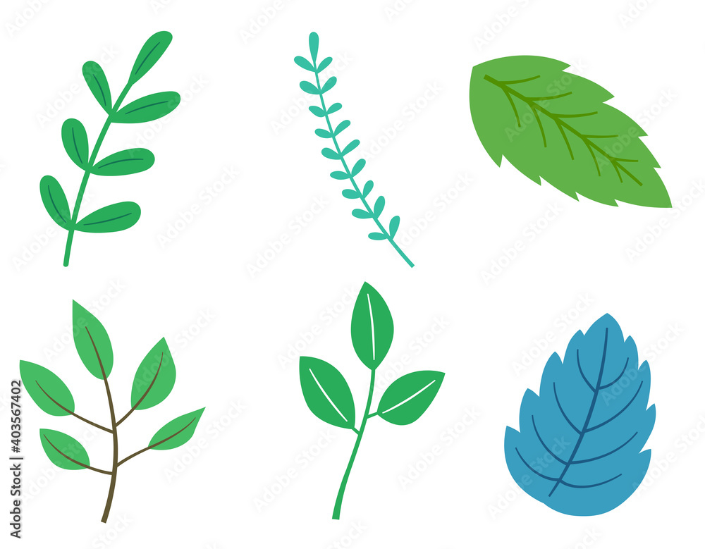 葉っぱのイラストセット Stock Vector Adobe Stock