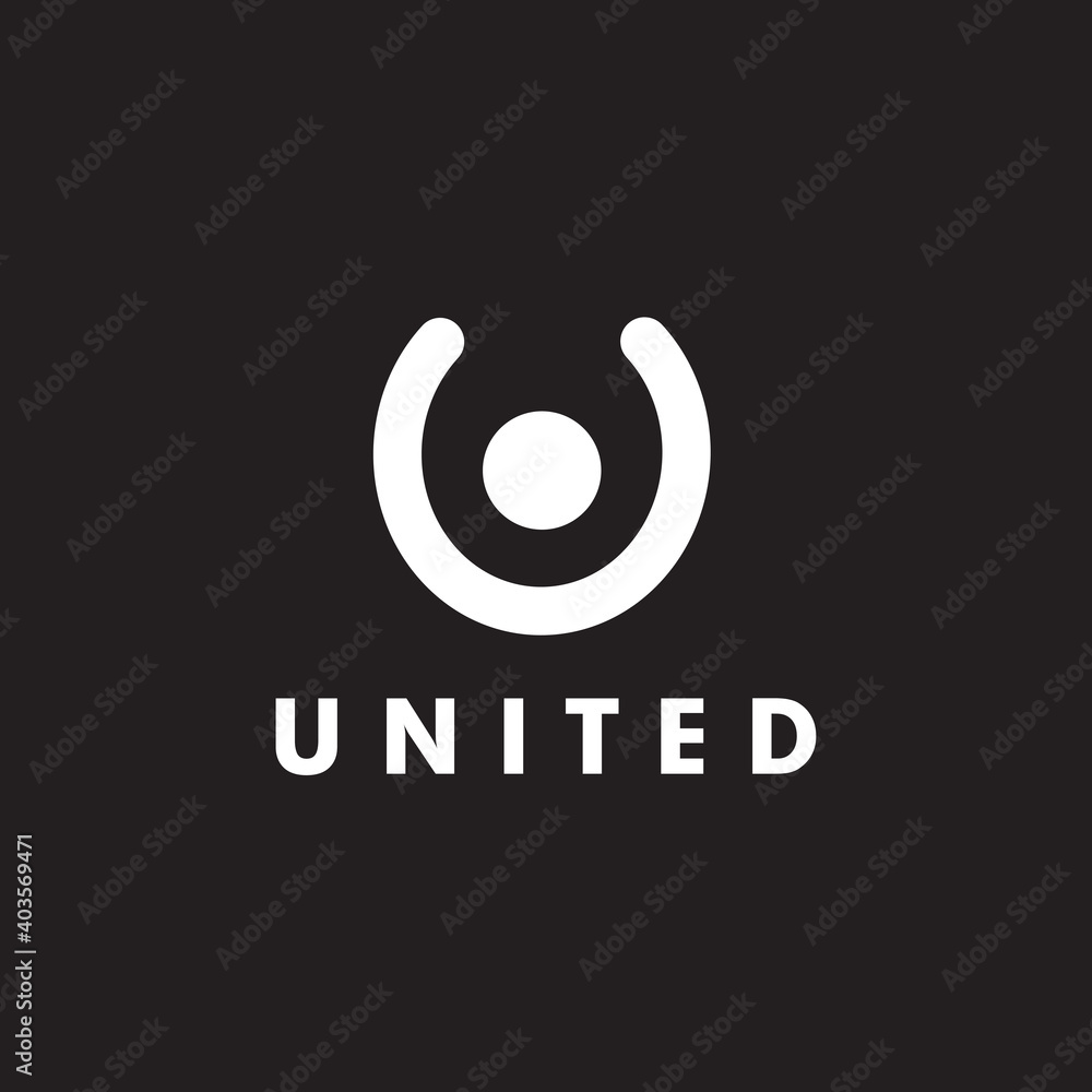 U letter logo design incorporated with people icon