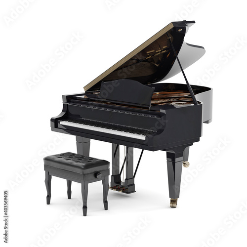 Beautiful grand piano isolated on white background