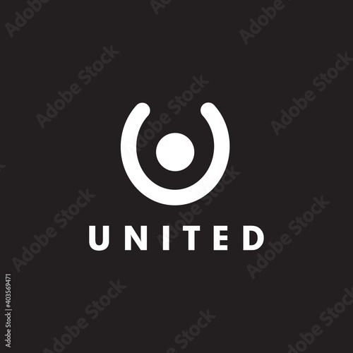 U letter logo design incorporated with people icon