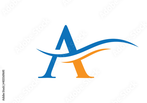 Premium Letter A Logo Design with water wave concept. A letter logo design with modern trendy