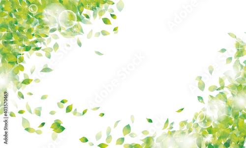 水彩風　新緑ふわっとキラキラフレームWatercolor Series: Fresh Green Soft Sparkling Frame