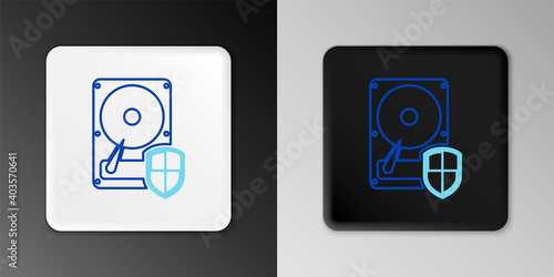 Line Hard disk drive HDD protection icon isolated on grey background. Colorful outline concept. Vector.