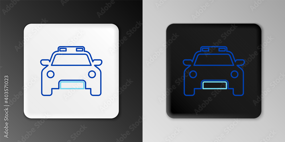 Line Police car and police flasher icon isolated on grey background. Emergency flashing siren. Colorful outline concept. Vector. Line Police car and police flasher icon isolated on grey background. Emergency flashing siren. Colorful outline concept. Vector.