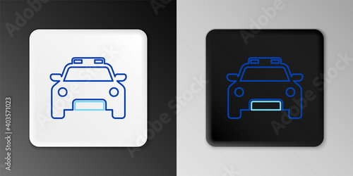 Line Police car and police flasher icon isolated on grey background. Emergency flashing siren. Colorful outline concept. Vector.
