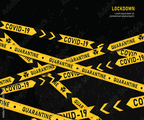 Quarantine zone yellow warning tape set