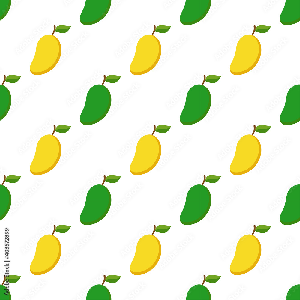 Illustration Seamless pattern Flat Mango isolated on white background , fruit patterns texture fabric , wallpaper minimal style , Raw materials fresh fruits , vector Illustration Seamless pattern Flat Mango isolated on white background , fruit patterns texture fabric , wallpaper minimal style , Raw materials fresh fruits , vector
