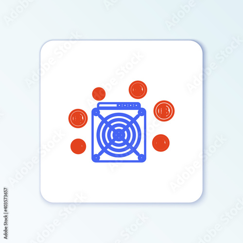 Line ASIC Miner icon isolated on white background. Cryptocurrency mining equipment and hardware. Application specific integrated circuit. Colorful outline concept. Vector.