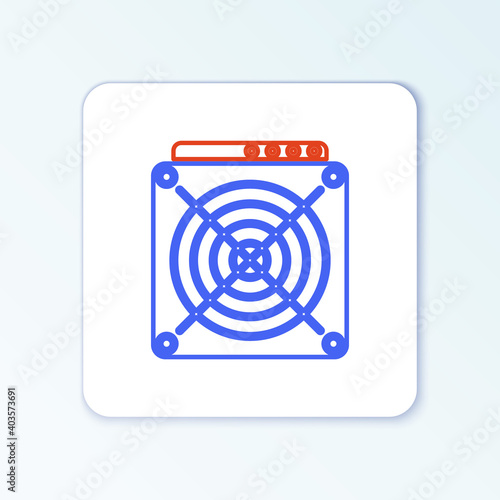 Line ASIC Miner icon isolated on white background. Cryptocurrency mining equipment and hardware. Application specific integrated circuit. Colorful outline concept. Vector.