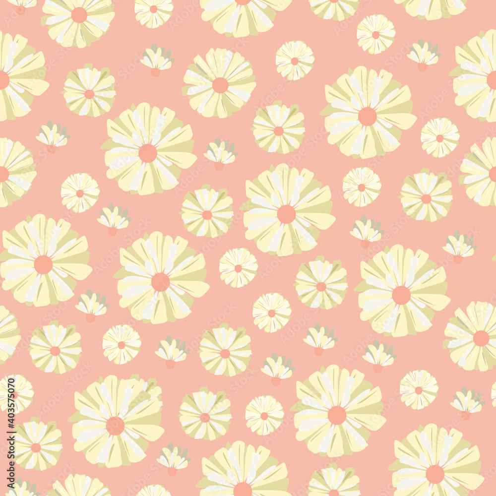 Seamless pattern with summer daisies on pink background Seamless pattern with summer daisies on pink background
