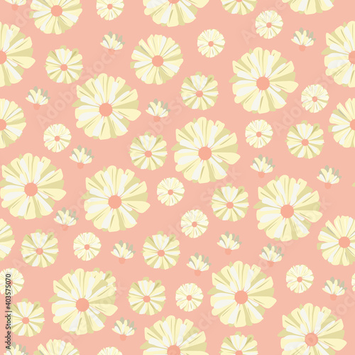 Seamless pattern with summer daisies on pink background