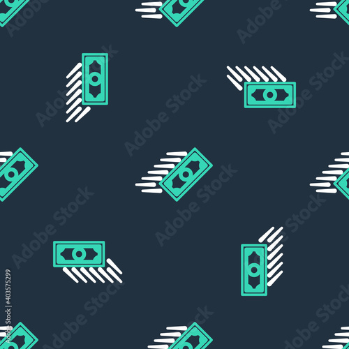 Line Fast payments icon isolated seamless pattern on black background. Fast money transfer payment. Financial services, fast loan, time is money, cash back concept. Vector.