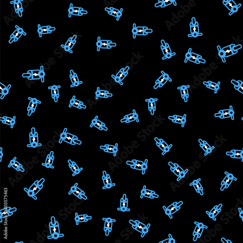 Line Electric scooter icon isolated seamless pattern on black background. Vector.
