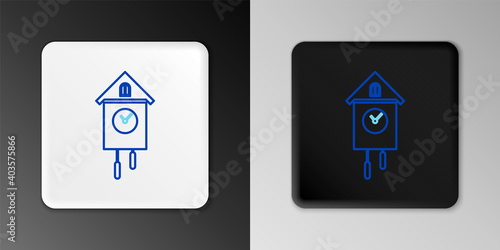 Line Retro wall watch icon isolated on grey background. Cuckoo clock sign. Antique pendulum clock. Colorful outline concept. Vector.
