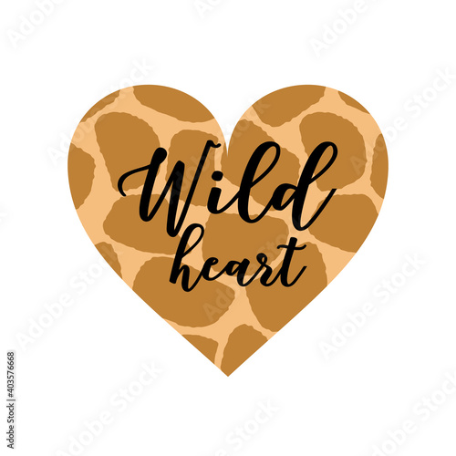 Cheetah Wild Heart isolated on white background. Cheetah Print Valentine's Day. Trendy Valentines Day design. Cut File for DIY. DIGITAL template for sublimation or cutting.