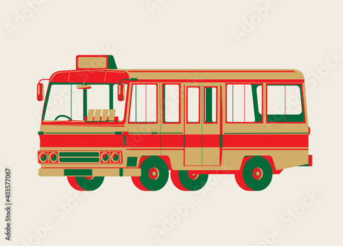 Graphic vector of Hong Kong vintage minibus