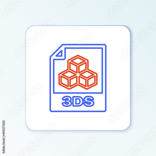 Line 3DS file document. Download 3ds button icon isolated on white background. 3DS file symbol. Colorful outline concept. Vector.