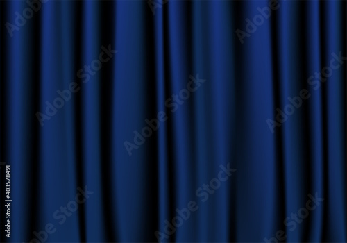 Illustration of dark blue curtains.  Vector illustration.