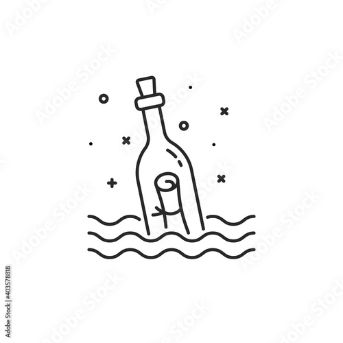 black message bottle thin line icon