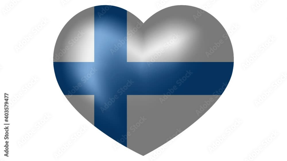 Animated flag of Finland in heart shape. Flag of Finland animated banner. Animated flag of Finland in heart shape. Flag of Finland animated banner.