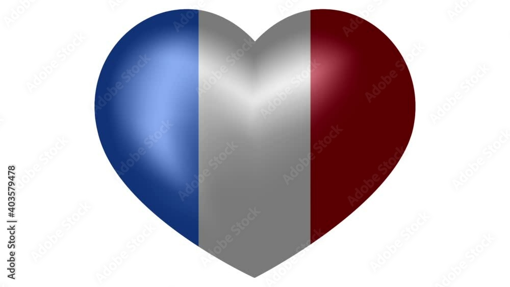 Animated flag of France in heart shape. Flag of France animated banner. Animated flag of France in heart shape. Flag of France animated banner.