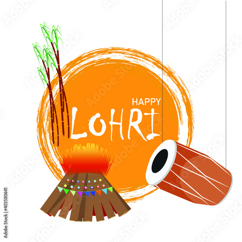 Vector illustration of Happy Lohri or Lohdi holiday background for Punjabi festival ,party with festival background ,decoration and elements. photo