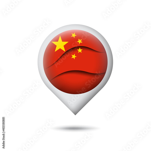 Free Download China flag icon in the shape of pointer, map marker. Waving in the wind. Abstract waving china flag. Paper cut style. Vector symbol, icon, button - GFXLoad