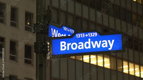 Broadway and West Street Sign In New York City in 4K Slow motion 60fps
