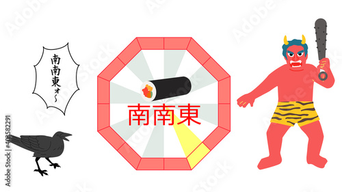 恵方巻の方角のイラスト