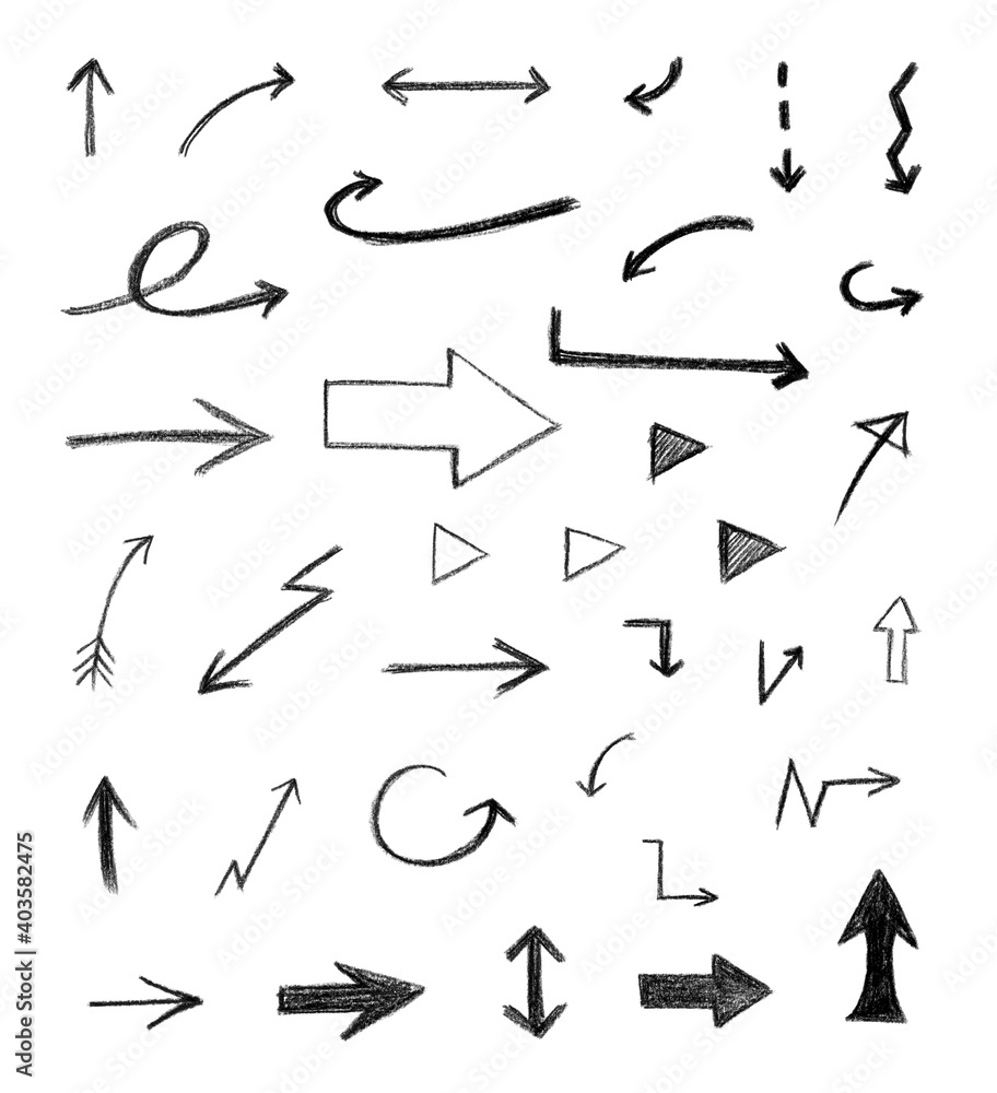 black crayons drawn arrows set. black crayons drawn arrows set.