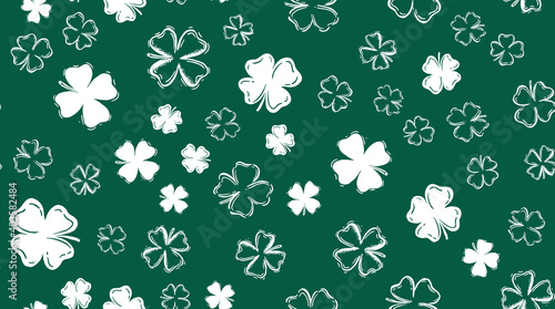 Patricks Day, festive background with flying clover 