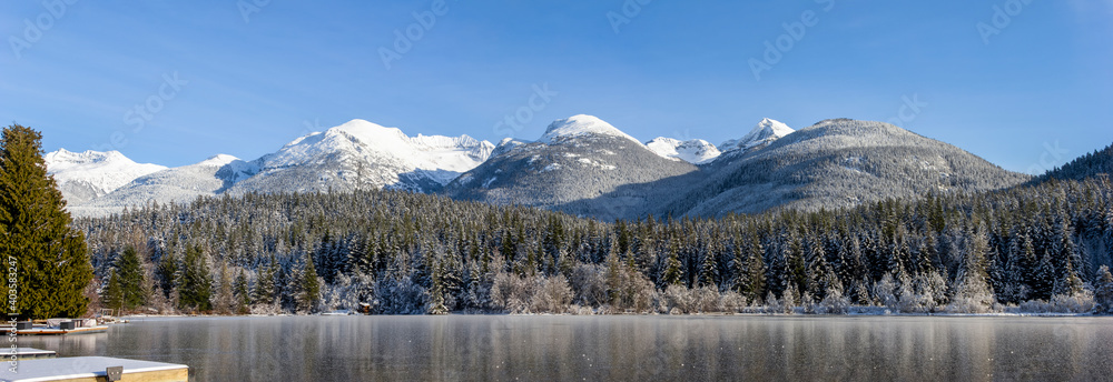 Obraz premium Stunning winter landscape panorama.