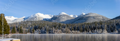 Stunning winter landscape panorama.