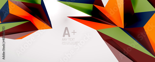 Vector triangle geometric backgrounds. Low poly 3d shape on light backdrop. Vector illustration for covers  banners  flyers and posters and other designs