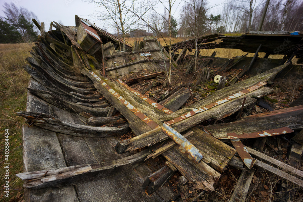old wooden boat cemetery