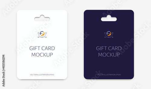 Mockup realistic gift card with shadow for your design, isolated on light background. Realistic mockup gift card. Vector illustration EPS10