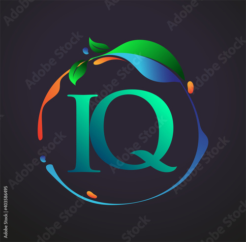 Initial Letter IQ With nature elements Logo, colorful nature and environment logo. vector logo for business and company identity.