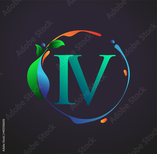 Initial Letter IV With nature elements Logo, colorful nature and environment logo. vector logo for business and company identity.