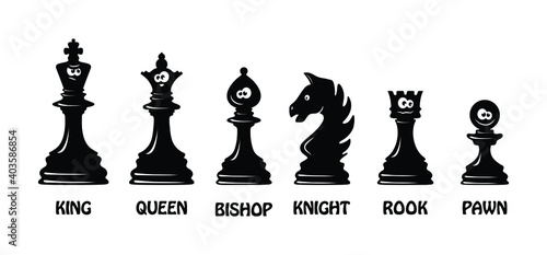 Black chess with funny emoticons.