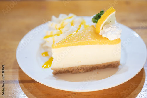 Pieces of delicious lemon cheesecake