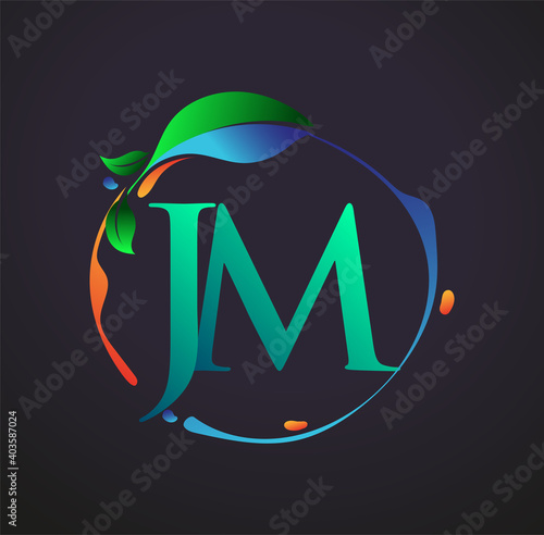 Initial Letter JM With nature elements Logo, colorful nature and environment logo. vector logo for business and company identity.