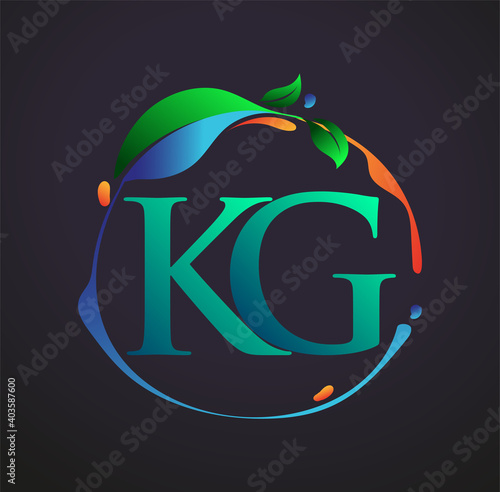 Initial Letter KG With nature elements Logo, colorful nature and environment logo. vector logo for business and company identity.