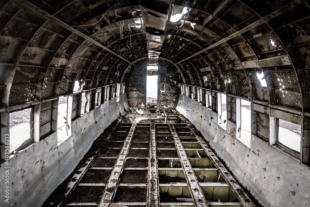 Fototapeta premium Inside Solheimasandur Plane Wreck