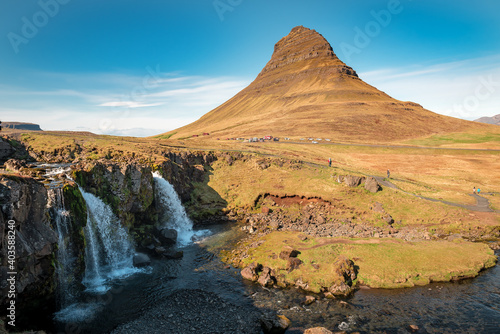Kirkjufell in summer. Beautiful Iceland mountain.