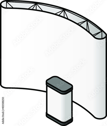 A collapsible exhibition stand ready for your graphics.
