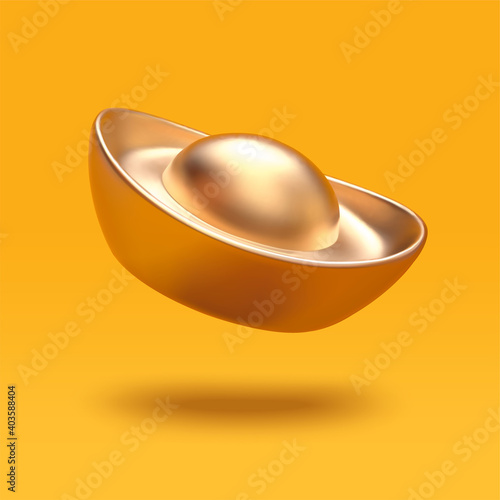 3d Chinese gold ingot element