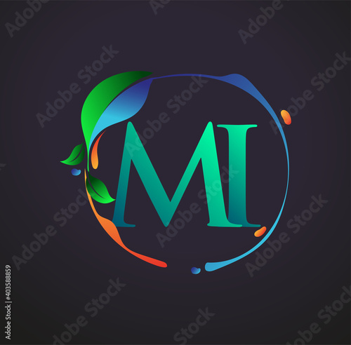 Initial Letter MI With nature elements Logo, colorful nature and environment logo. vector logo for business and company identity.