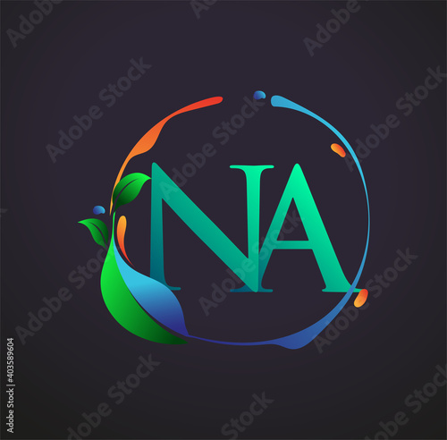 Initial Letter NA With nature elements Logo, colorful nature and environment logo. vector logo for business and company identity.