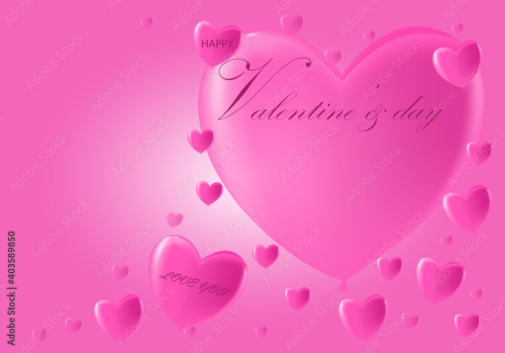 Valentine's day concept background. Vector illustration. 3d red and pink hearts . Cute love sale banner or greeting card